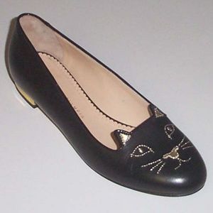 CHARLOTTE OLYMPIA Kitty embroidered lthr 39.5 shoe